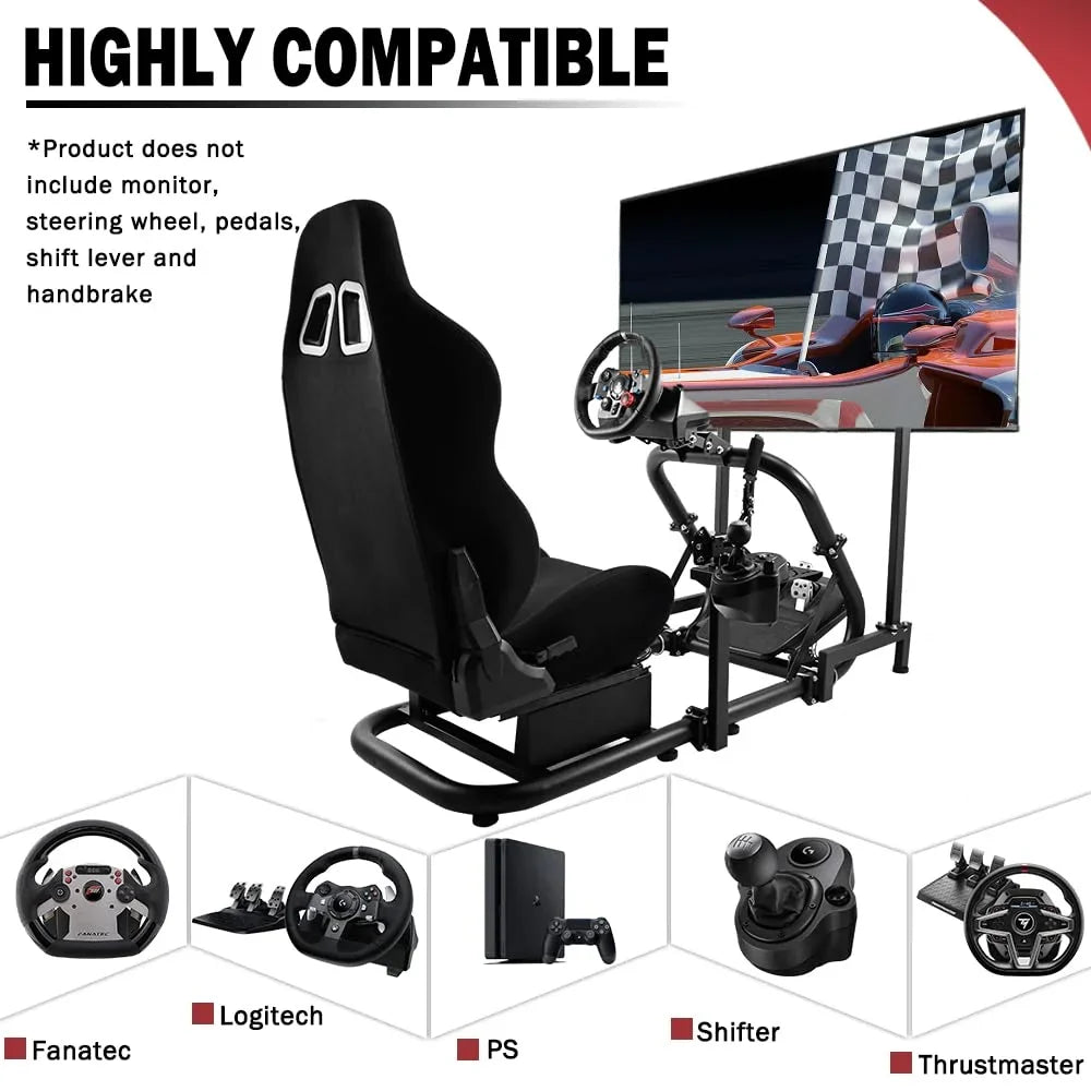 Supllueer G29 Racing Sim Cockpit with  Stand & Seat Fit Logitech G923 G920 Fanatec Thrustmaster