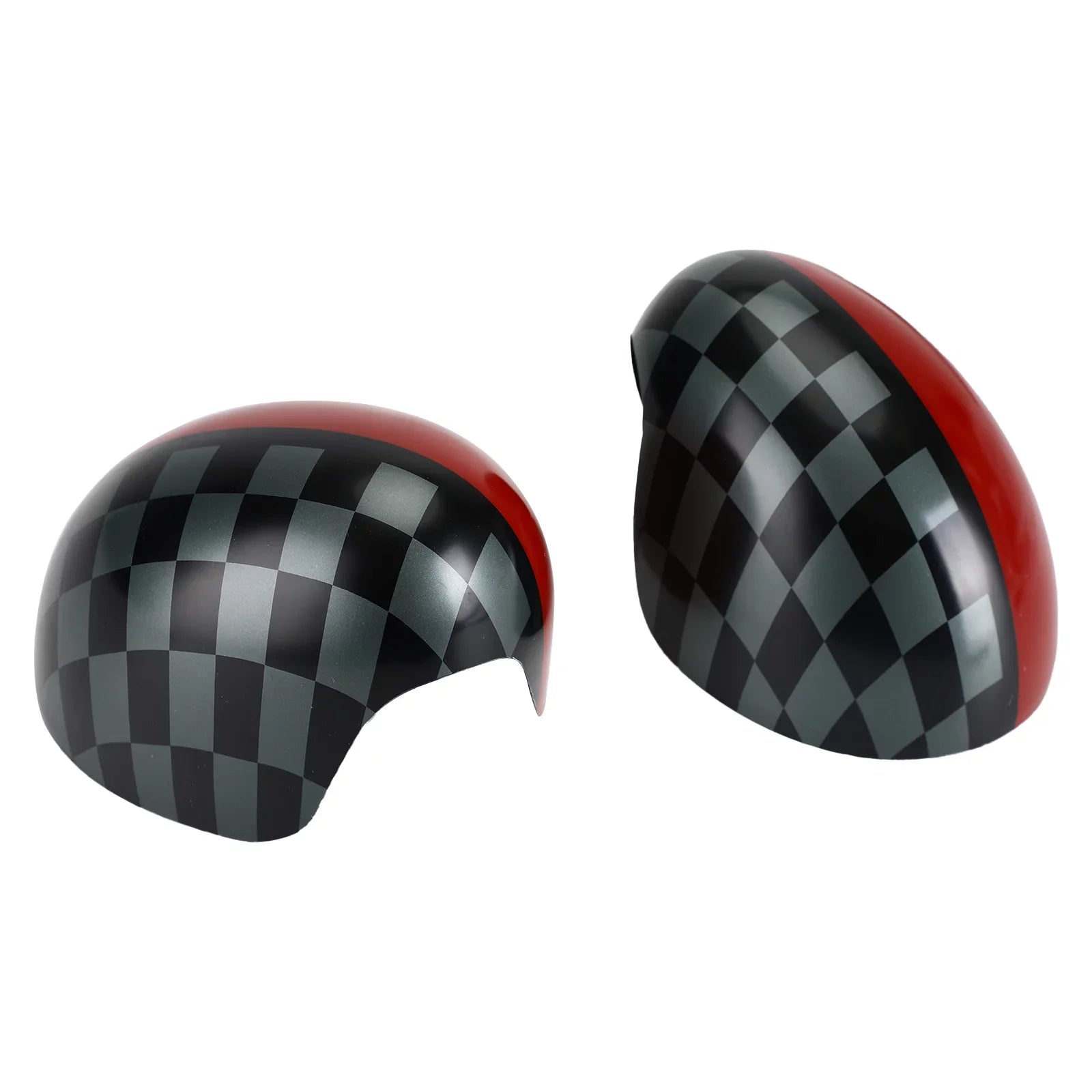 Black/Grey checkered Red Mirror Cover for  Cooper Hardtop F55 F56