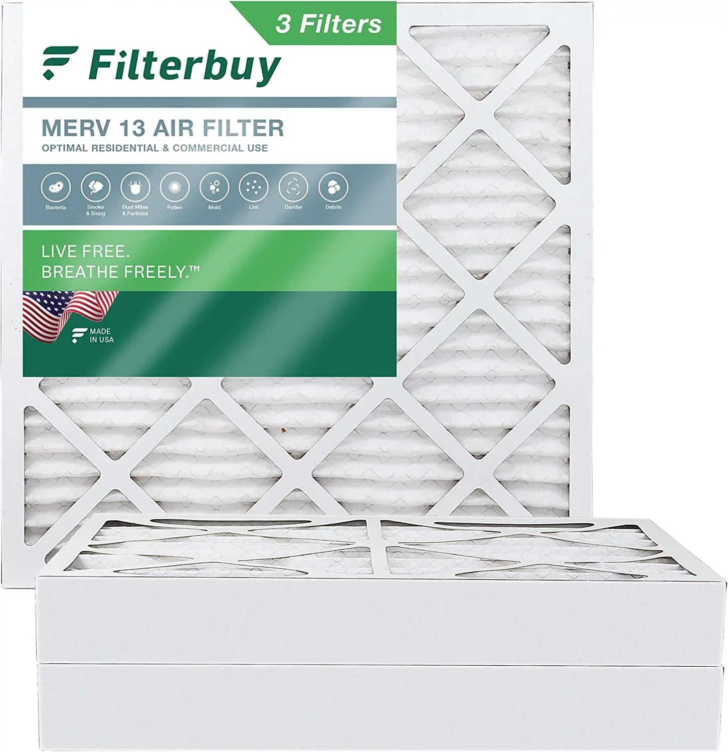 Filterbuy 12x12x4  13 Pleated   Furnace Air Filters (3-Pack)