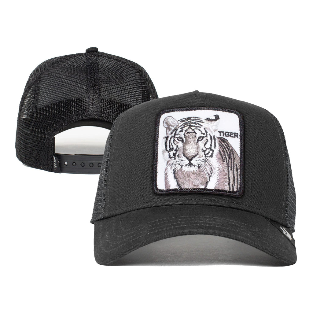 Goorin Bros. The Farm Unisex Original Adjustable Snapback Trucker Hat, Black (White Tiger), One Size