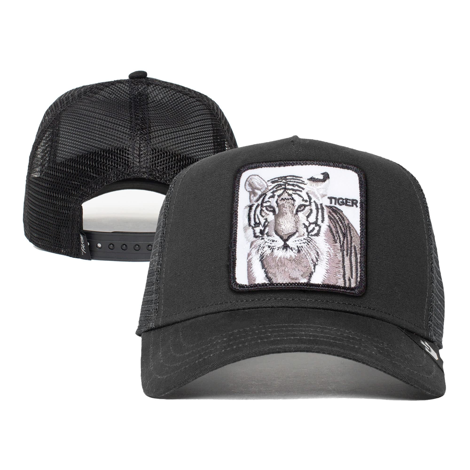 Goorin Bros. The Farm Unisex Original Adjustable Snapback Trucker Hat, Black (White Tiger), One Size
