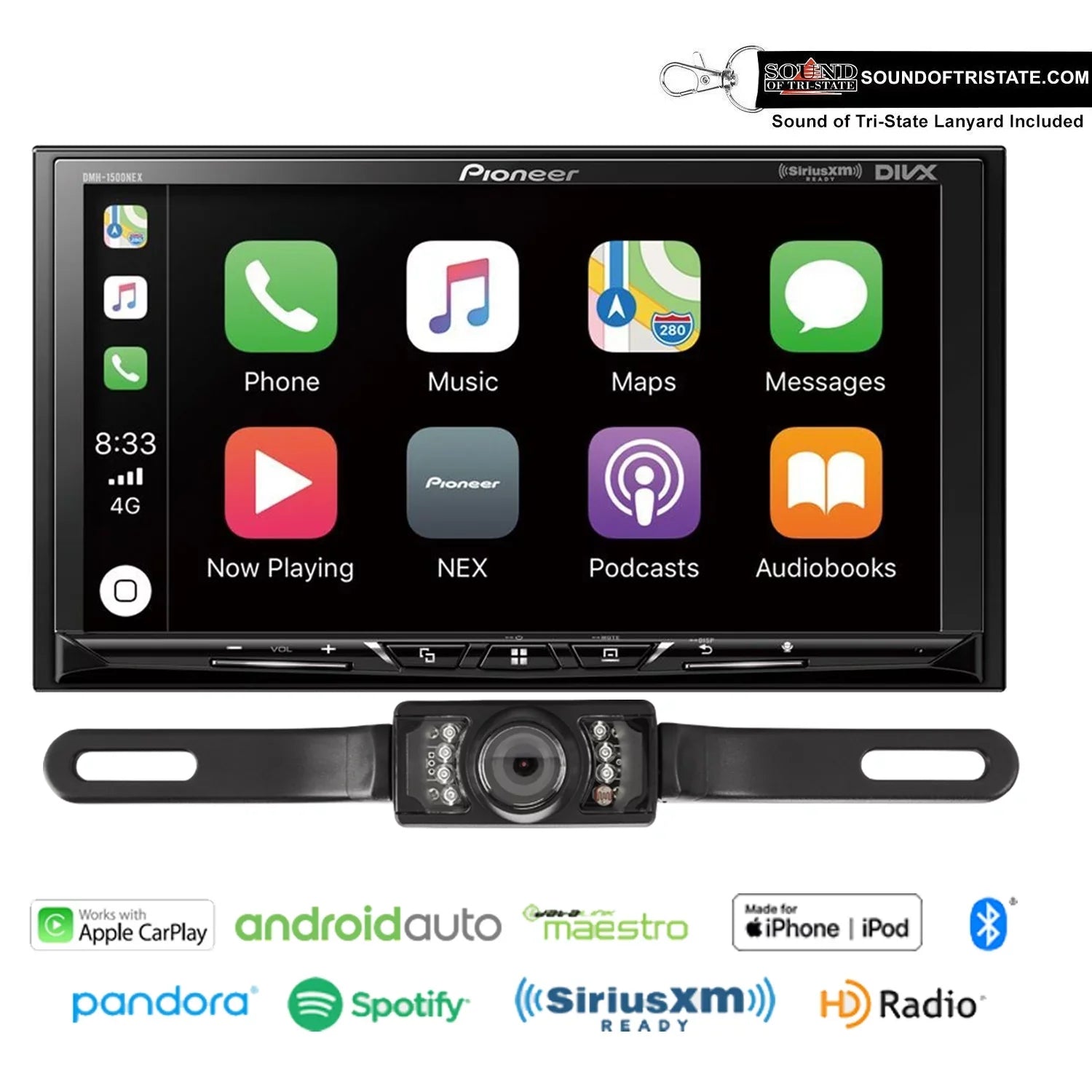 Pioneer -1500NEX 7" Digital Media Receiver with License Plate Backup Camera
