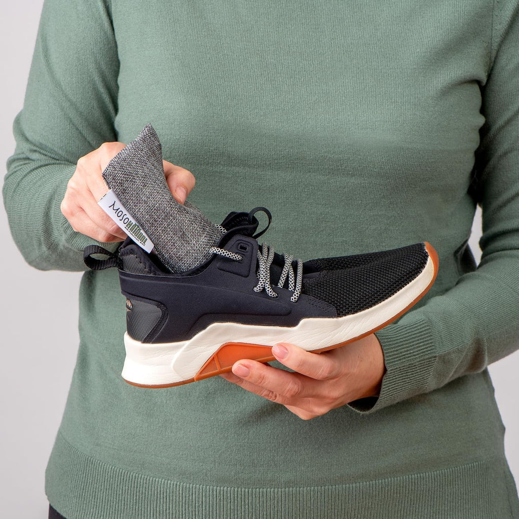 Moso Natural Mini Air Purifying Bags. A Scent Free Odor Eliminator for Shoes, Gym Bags and Sports Gear. Premium Moso Bamboo Charcoal Odor Absorber. (Two Packs of Two 75g Bags) 2 Year Lifespan!