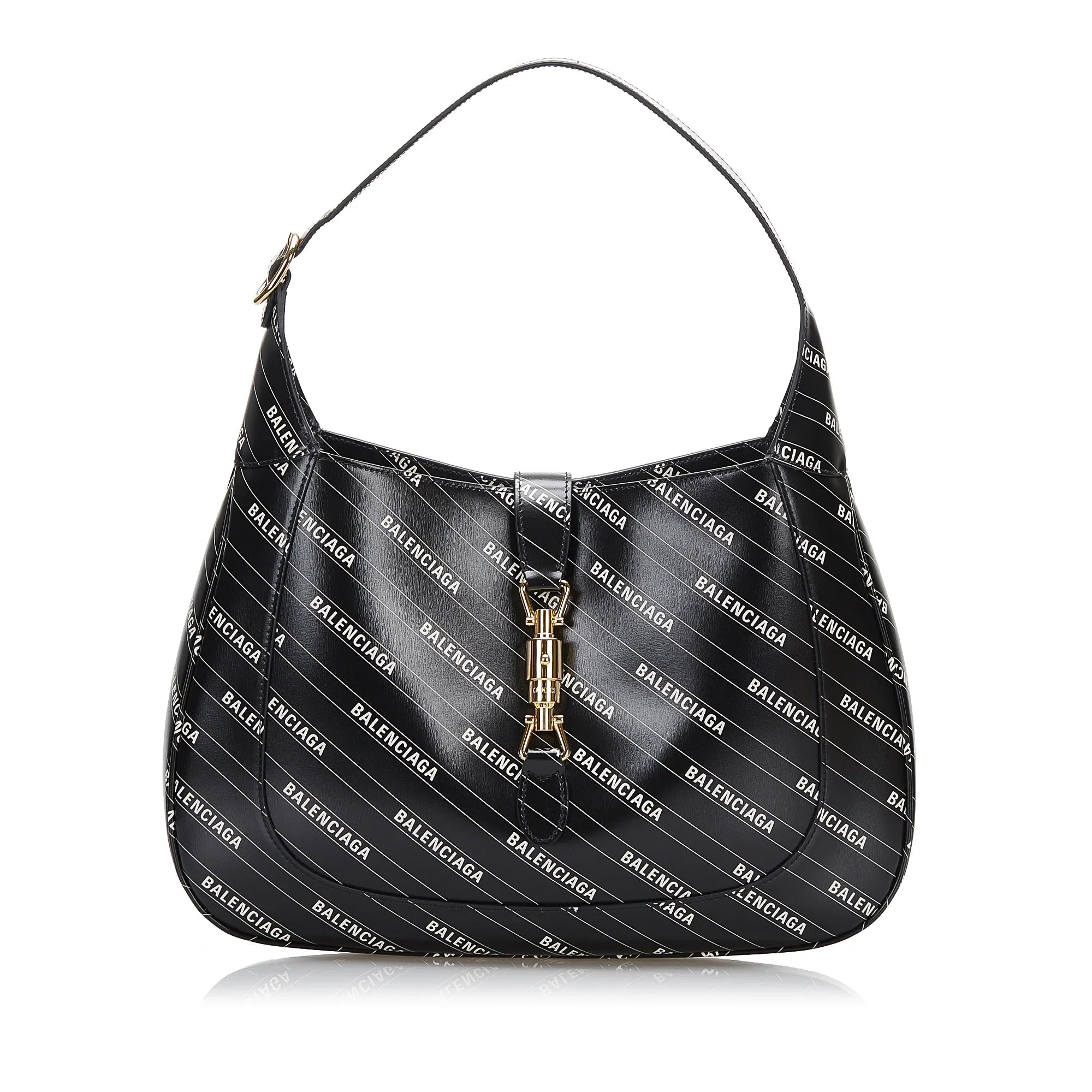 Pre-Owned Authenticated Gucci Hacker Project Jackie 1961 Calf Leather Black Satchel Unisex (Good)