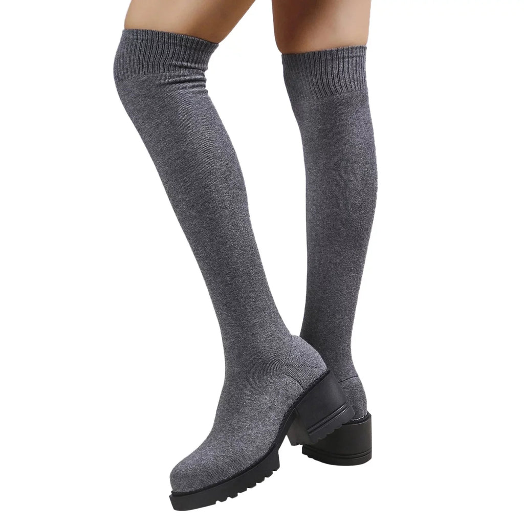 Pull on Work Boots Women Minimalist Heeled Sock Boots Long Boots Ladies Knee Length Boots Buckle Winter Boots for Women Waterproof Snow Size 11