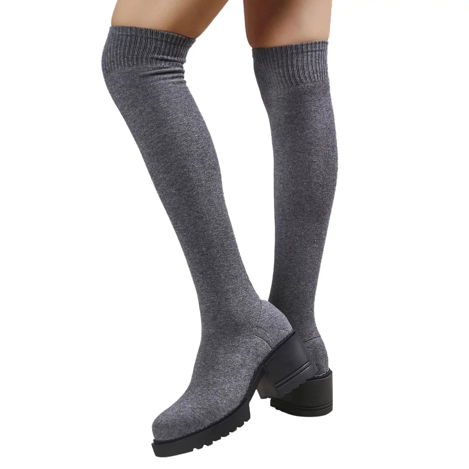Pull on Work Boots Women Minimalist Heeled Sock Boots Long Boots Ladies Knee Length Boots Buckle Winter Boots for Women Waterproof Snow Size 11