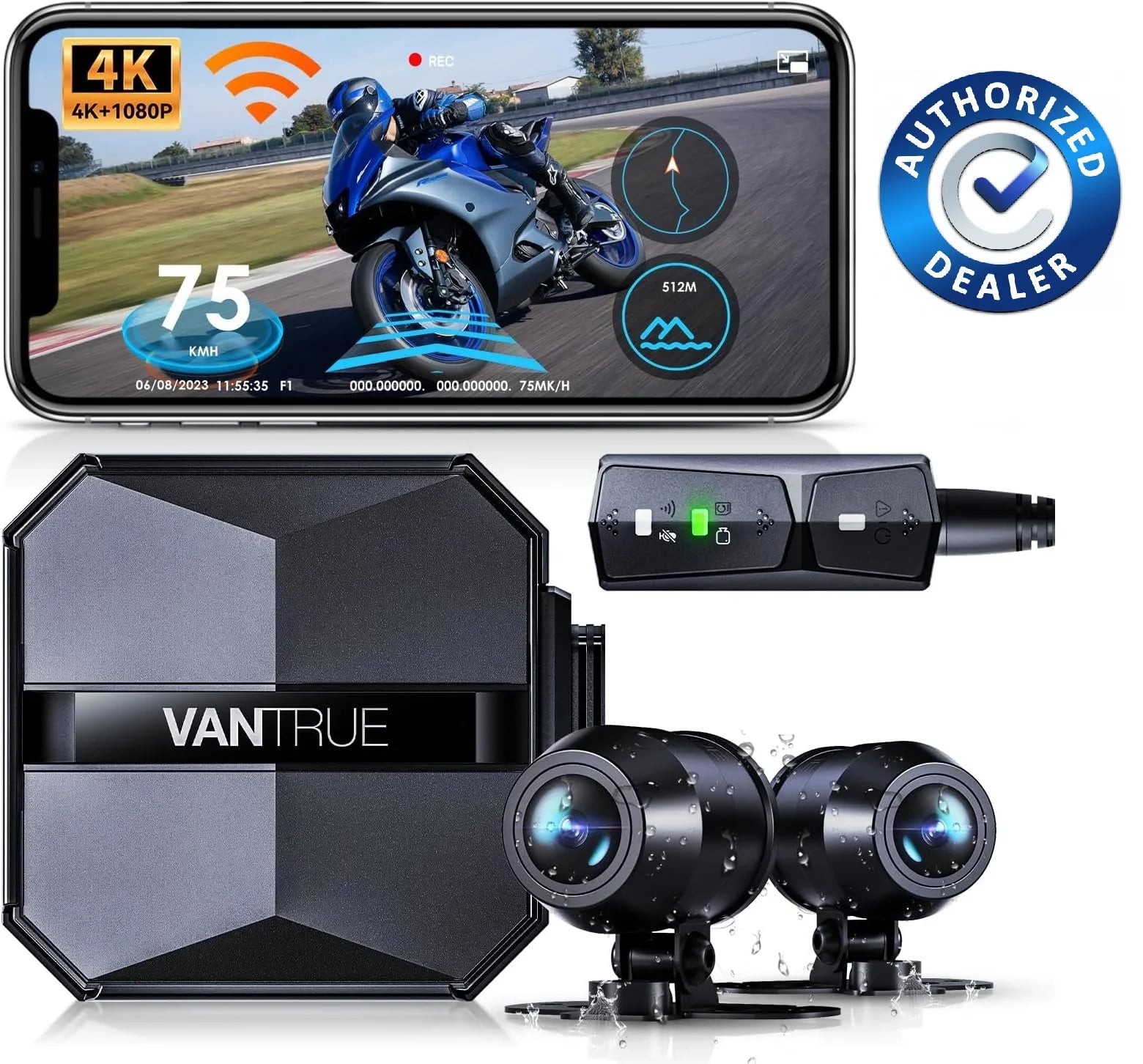 Vantrue F1 Motorcycle 4K Dashcam (4K + 1080P)  | WiFi | Parking Mode (No  Card)