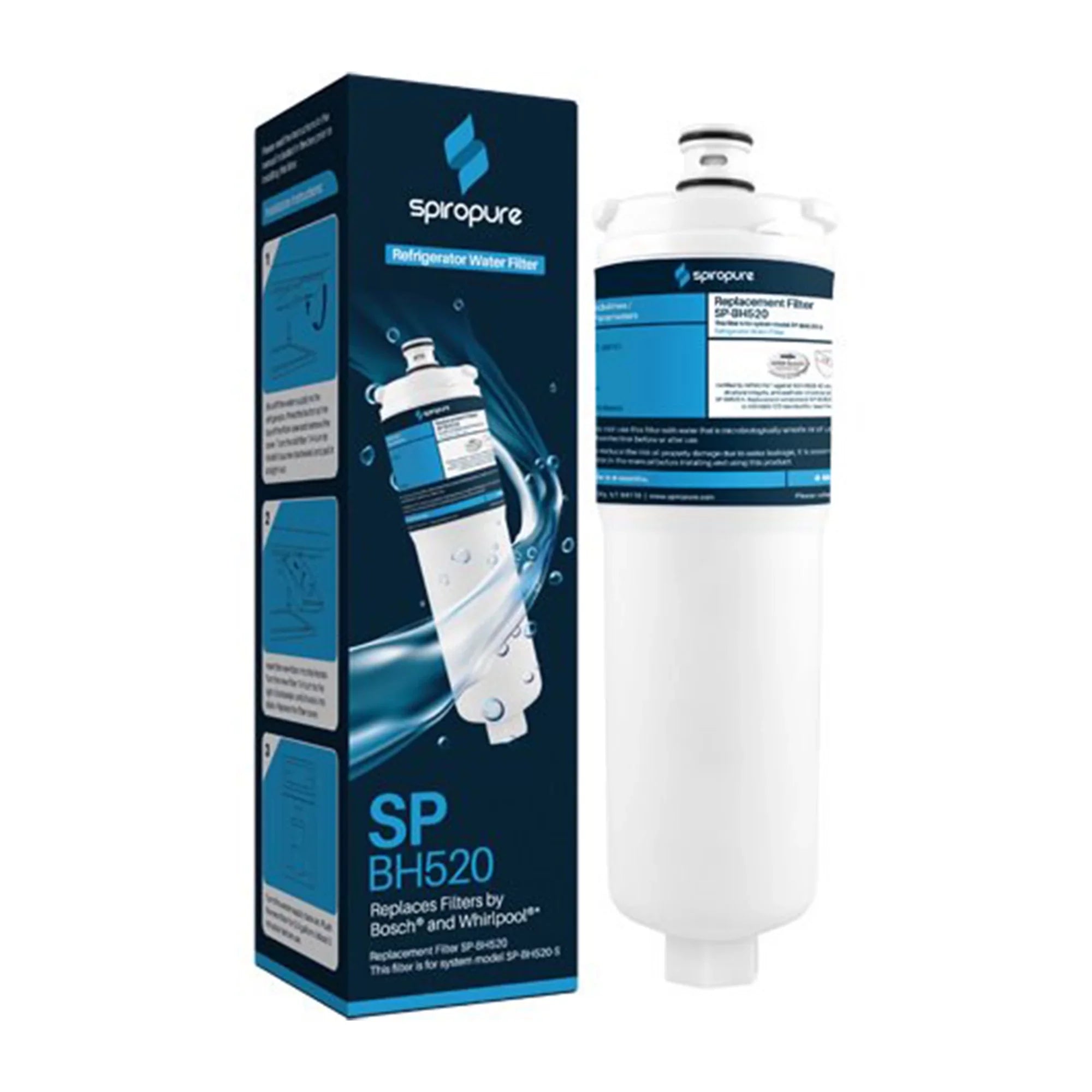 SpiroPure -BH520-3PK Refrigerator Water Filter Replacement Part, 3 Pack