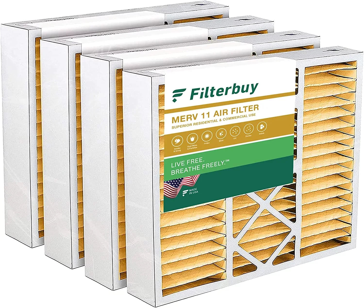 Filterbuy 19x20x5  11 Pleated   Furnace Air Filters for Bryant/Carrier FILXXFNC0021, Day & Night, and Payne (4-Pack)
