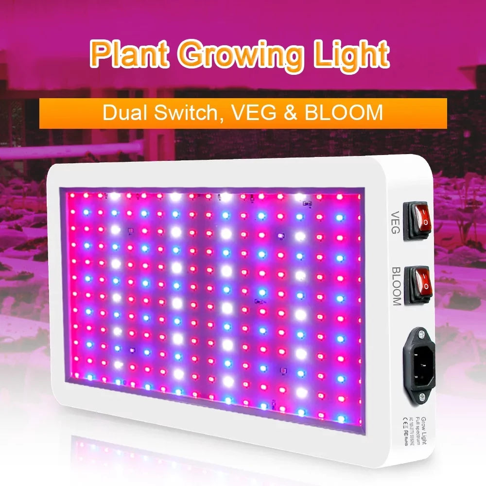 Andoer 2000W  Grow Light for Indoor Plants 312 LEDs Full Spectrum Veg and Bloom Dual Switch IP65 Waterproof Hanging Plant Growing Lamps for Seedlings Flowers Greenhouse
