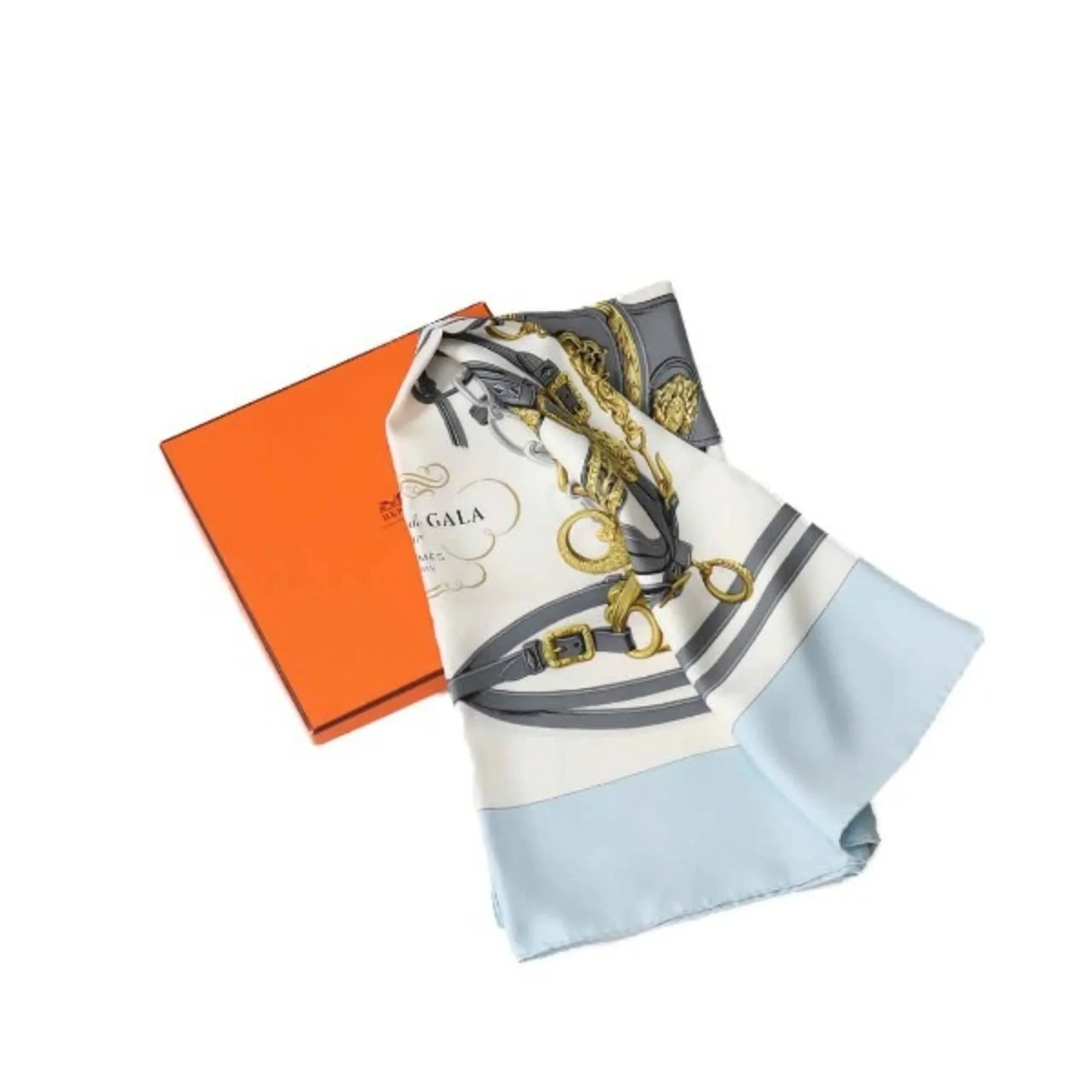 Pre-Owned  Carre90 Hermes light blue scarf (Good)