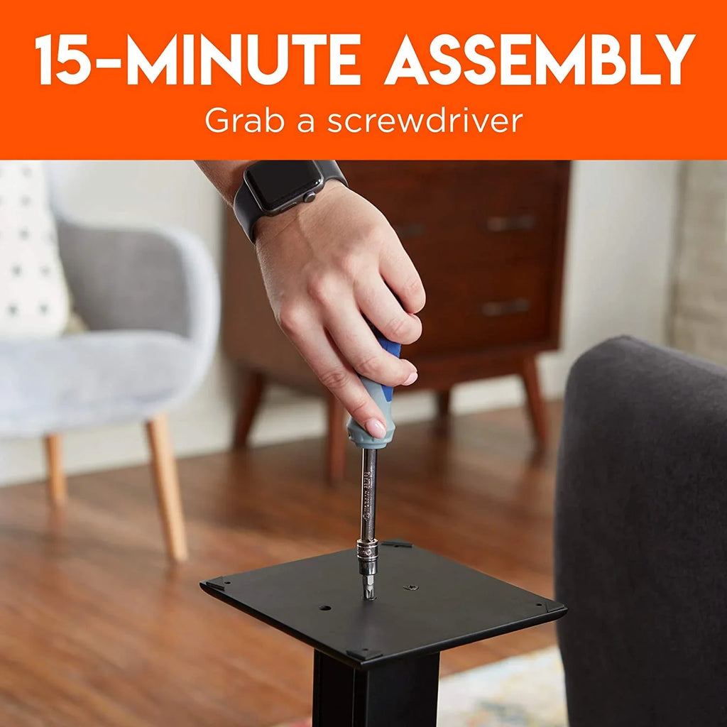 Premium Universal Floor Speaker Stands - Vibration-Absorbing  Design Works with Edifier, Polk, & Other Bookshelf Speakers Or Studio Monitors - Includes Sound Iso Pads & Carpet Spikes