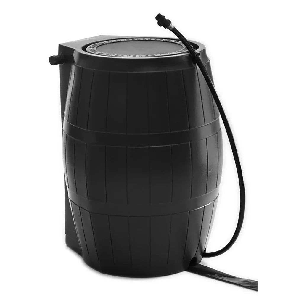 Outdoor 50-Gallon  Free Home Rain Water Barrel, Black (2 Pack)