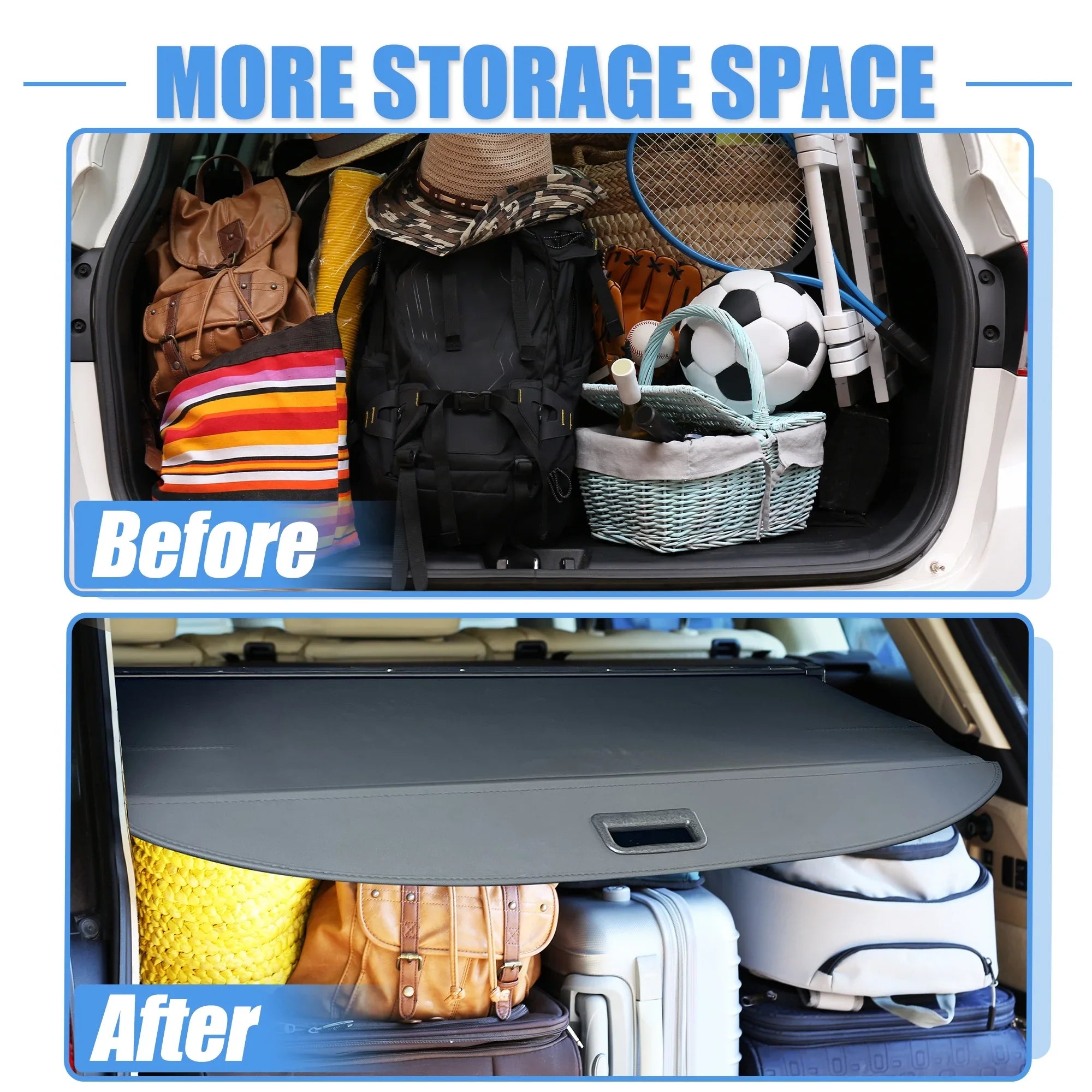 Retractable Cargo Cover for Toyota RAV4 2019-2023 Waterproof Non Slip Rear Trunk Shielding Shade Black