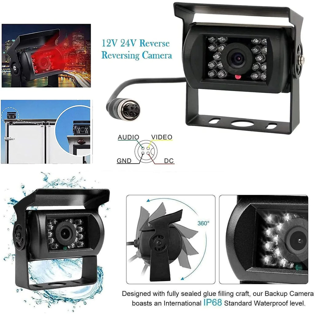 Car Reversing Camera Kit 7"   Monitor 12V-24V Night Vision Waterproof RearView  Backup Camera