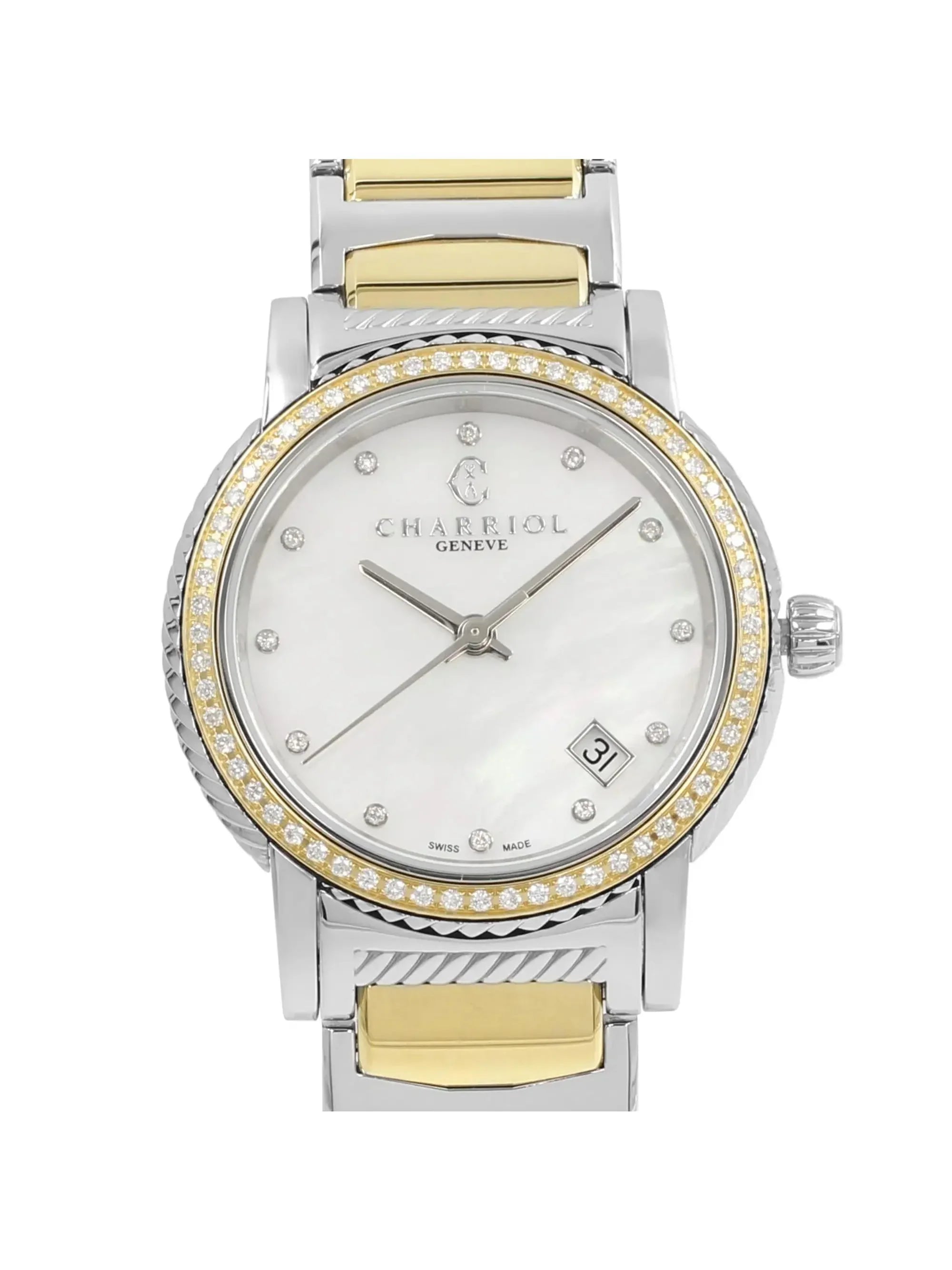 New with defects Charriol Parisii 0.40cttw Quartz Ladies Watch P33SY2D.921.001