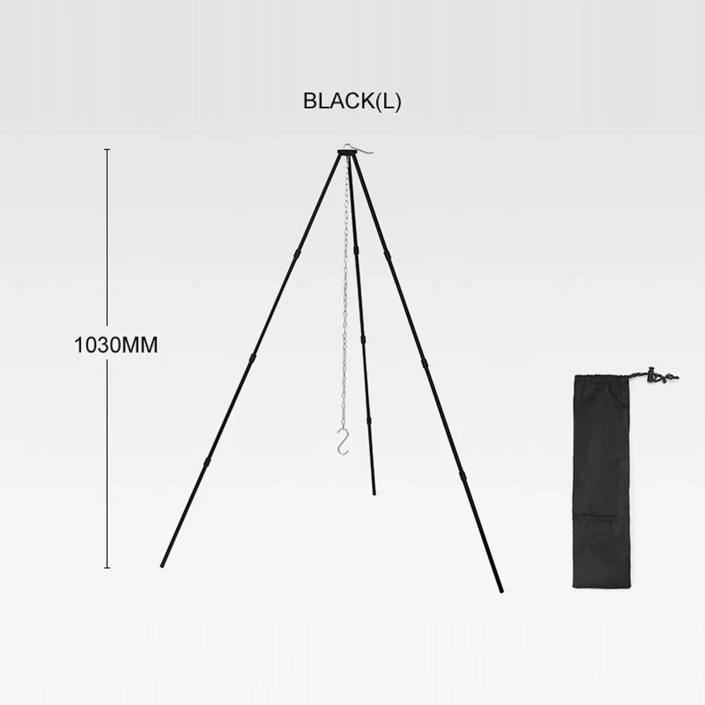 walmeck Detachable Campfire Tripod Bonfire Rack - Portable Aluminum Alloy Folding Bracket for Camping Picnic