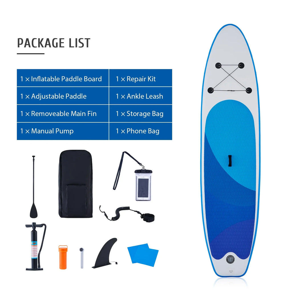 Preenex 10'6" Hybrid Inflatable Paddle Board for Adults Hybrid  Board Set w Air Pump, Blue