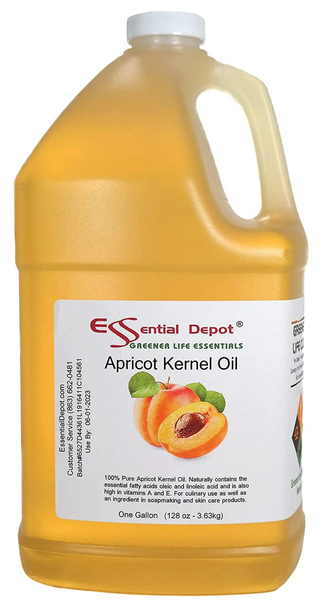 Apricot Kernel Oil - 1 Gallon - Food Grade - safety sealed  container with resealable cap
