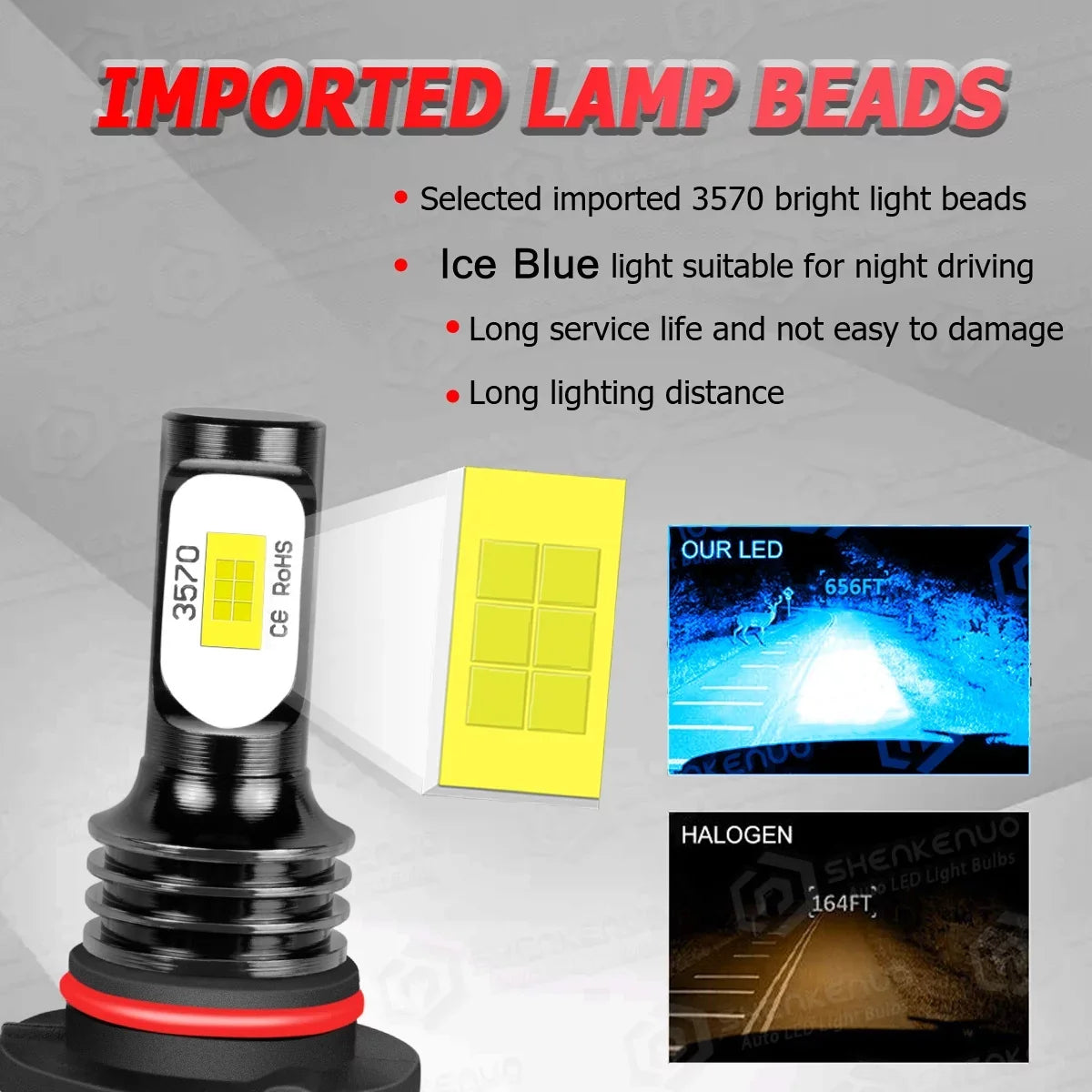 9005+H8/H9/H11 for Ford Explorer 2011-2015 Ice Blue Led Headlights Bulb Fog Light,,C07