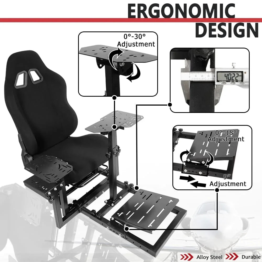 Supllueer Racing Flight Sim Cockpit with Seat Fit Thrustmaster Hotas Warthog Logitech G29 G923 X52