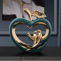 Modern Ceramic Fruit Statue Ornaments Hollow Heart Shape Sculpture, for Living Room, Fairy Garden Desktop Furnishings Gift , Green
