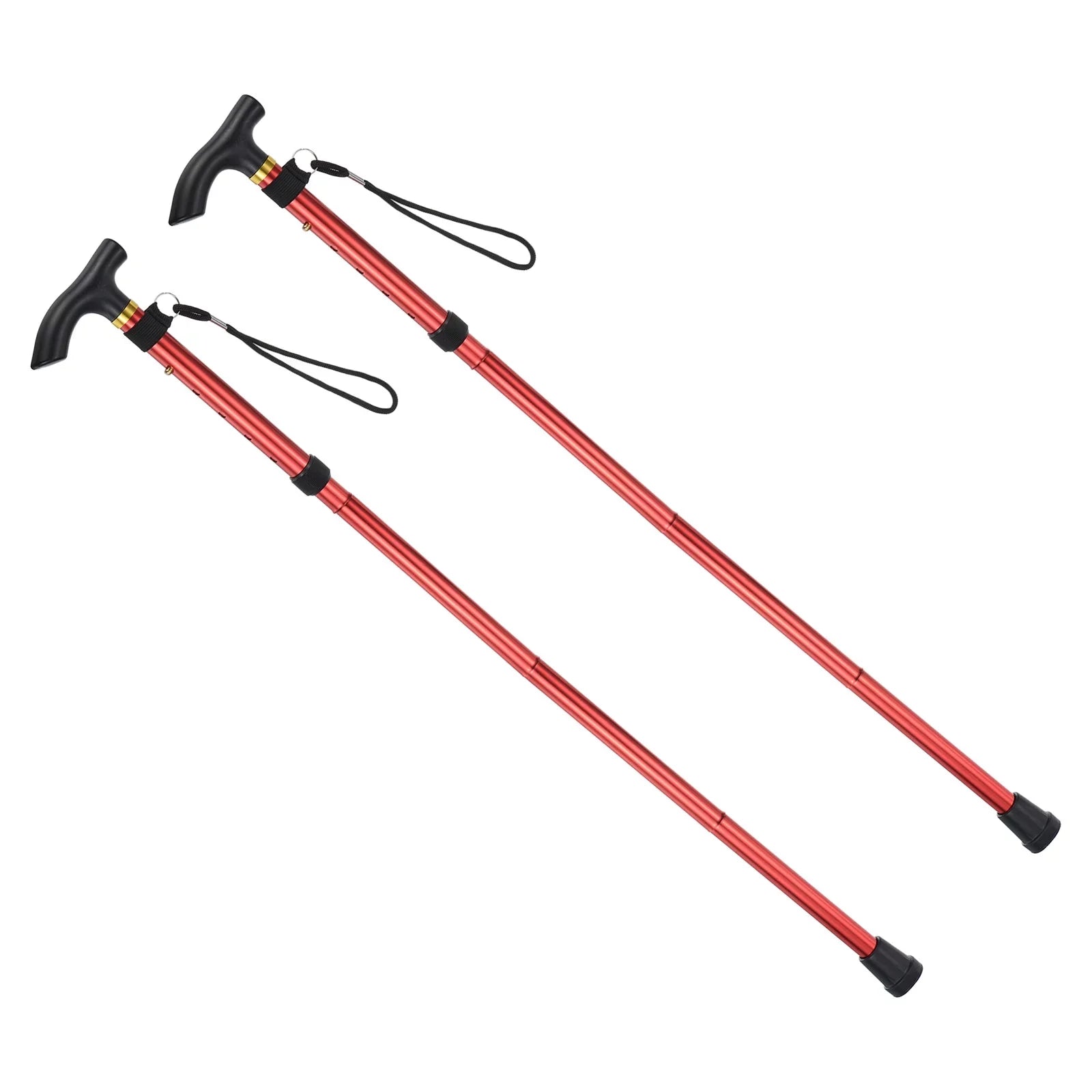 Uxcell Trekking Poles Collapsible Hiking Pole Telescopic Aluminum Alloy Red, 2Pack