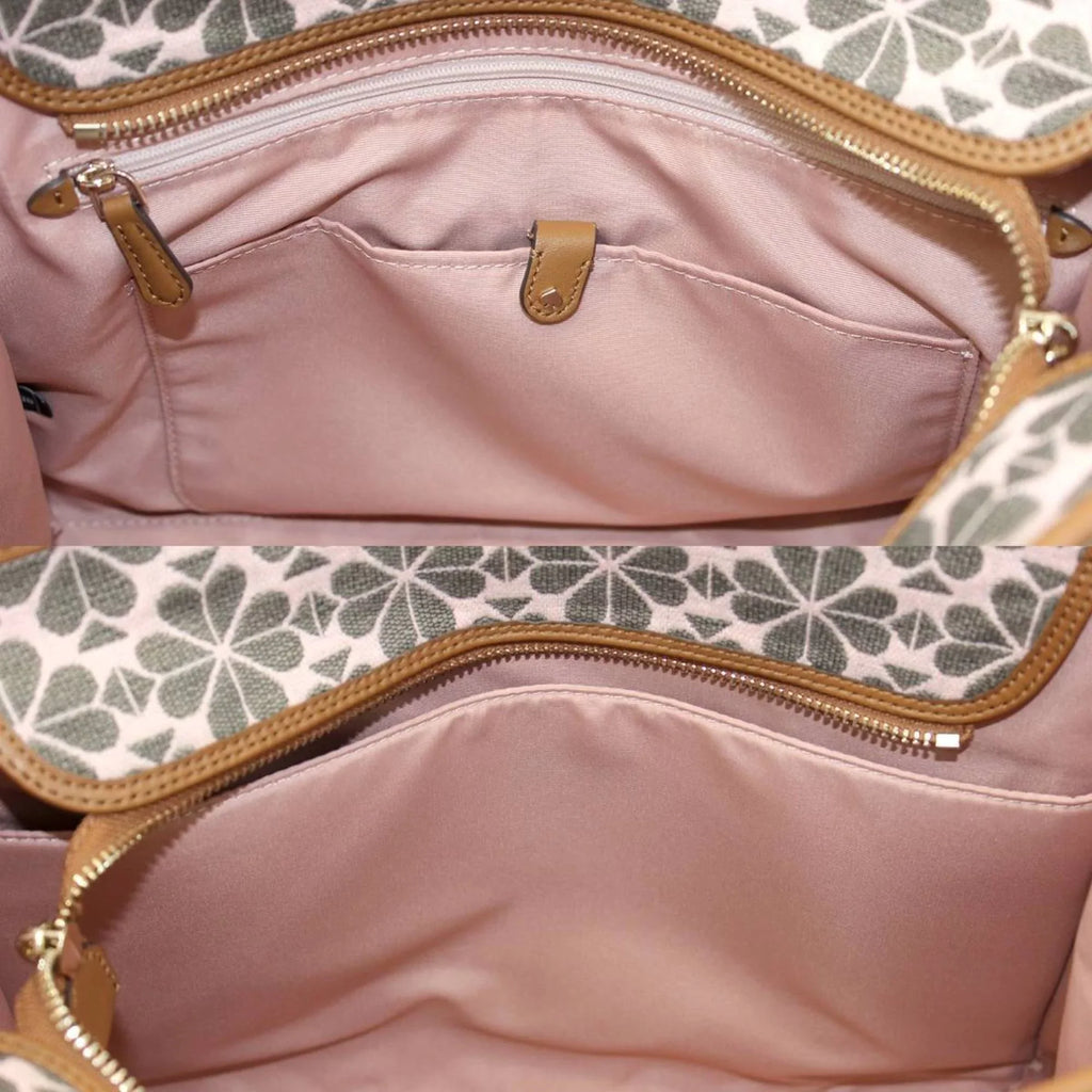 Pre-Owned Kate Spade spade flower collection tote bag shoulder jacquard leather pink x brown women's  (Good)