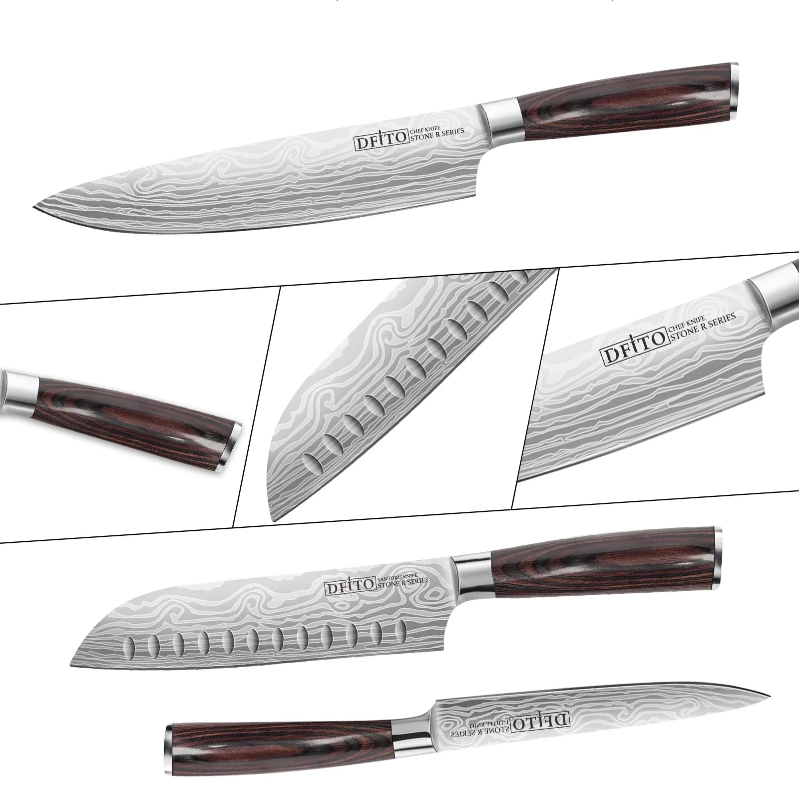 3PCS  Chef Knife, Professional Kitchen Knives,High Carbon Stainless Steel Chefs Knife Set, Ultra Sharp Blade, Ergonomic Handle and Gift Box for Home or Restaurant