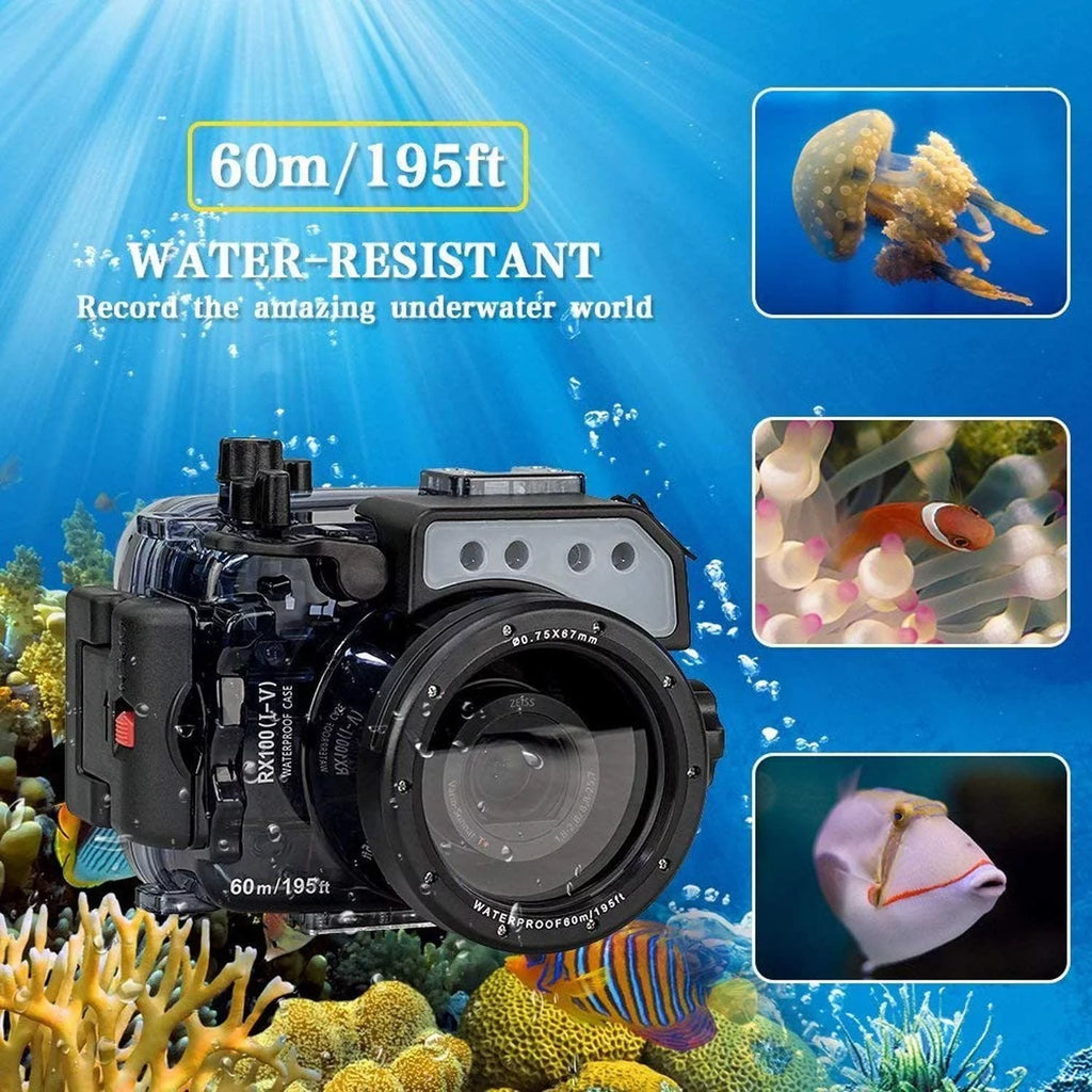 Seafrogs 60M Underwater Camera Housing w/ Dome Port & Two Hands Aluminium Tray Kit, Waterproof case for Sony RX100 I    V RX100 M2 M3 M4 M5