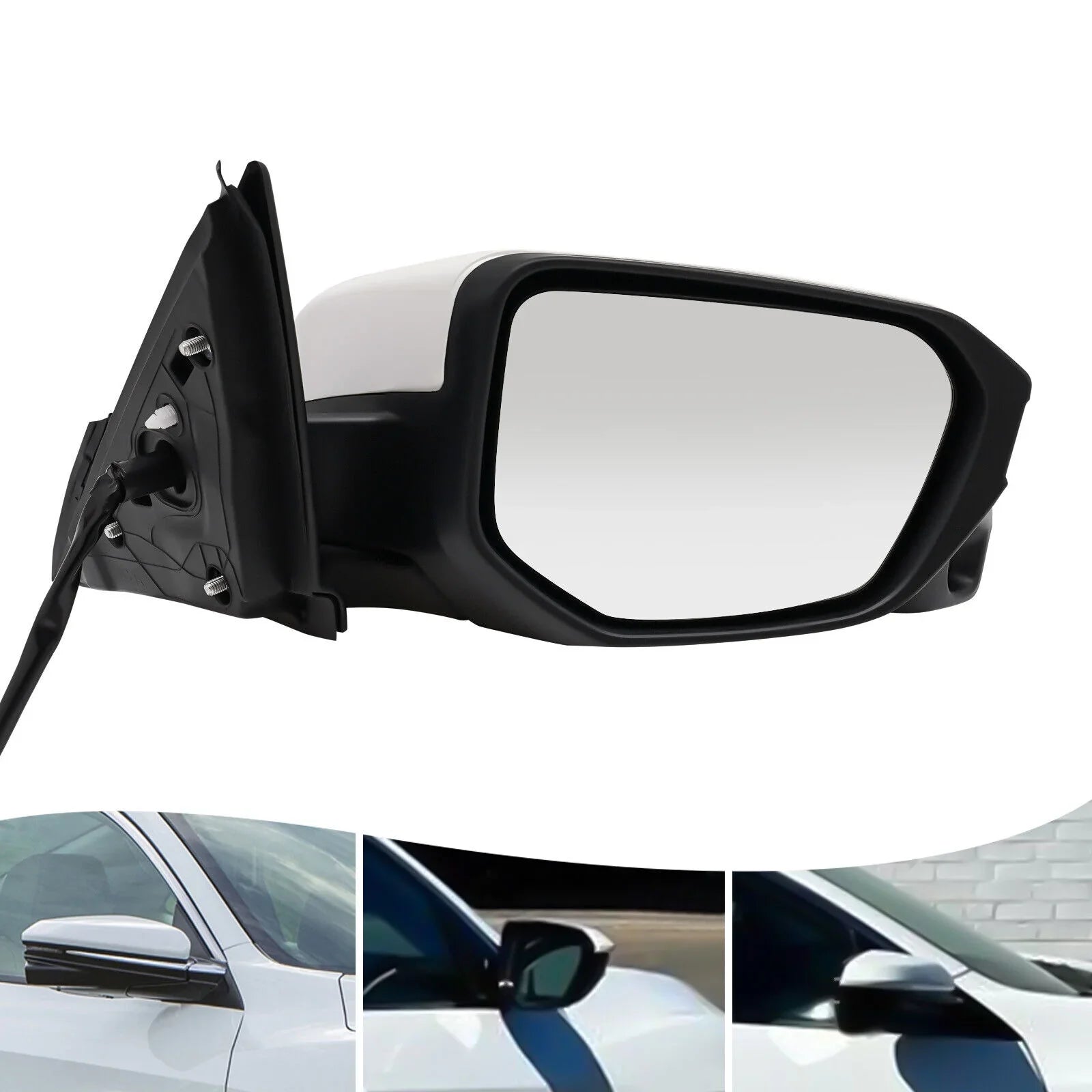 Right Side Mirror Power Heated View Camera Fit 2016-2020 Honda Civic Sedan White