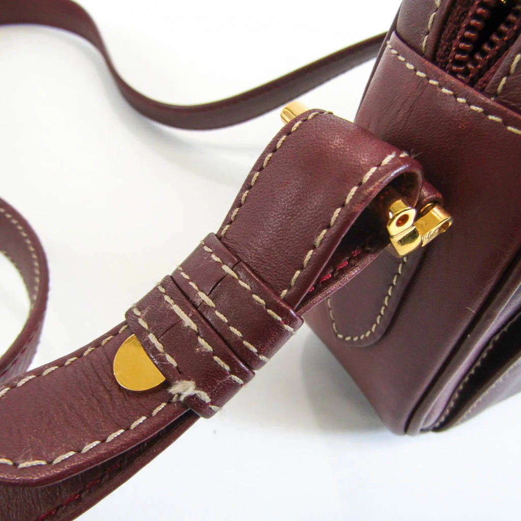 Pre-Owned Cartier Must Women's Leather Shoulder Bag Bordeaux (Good)