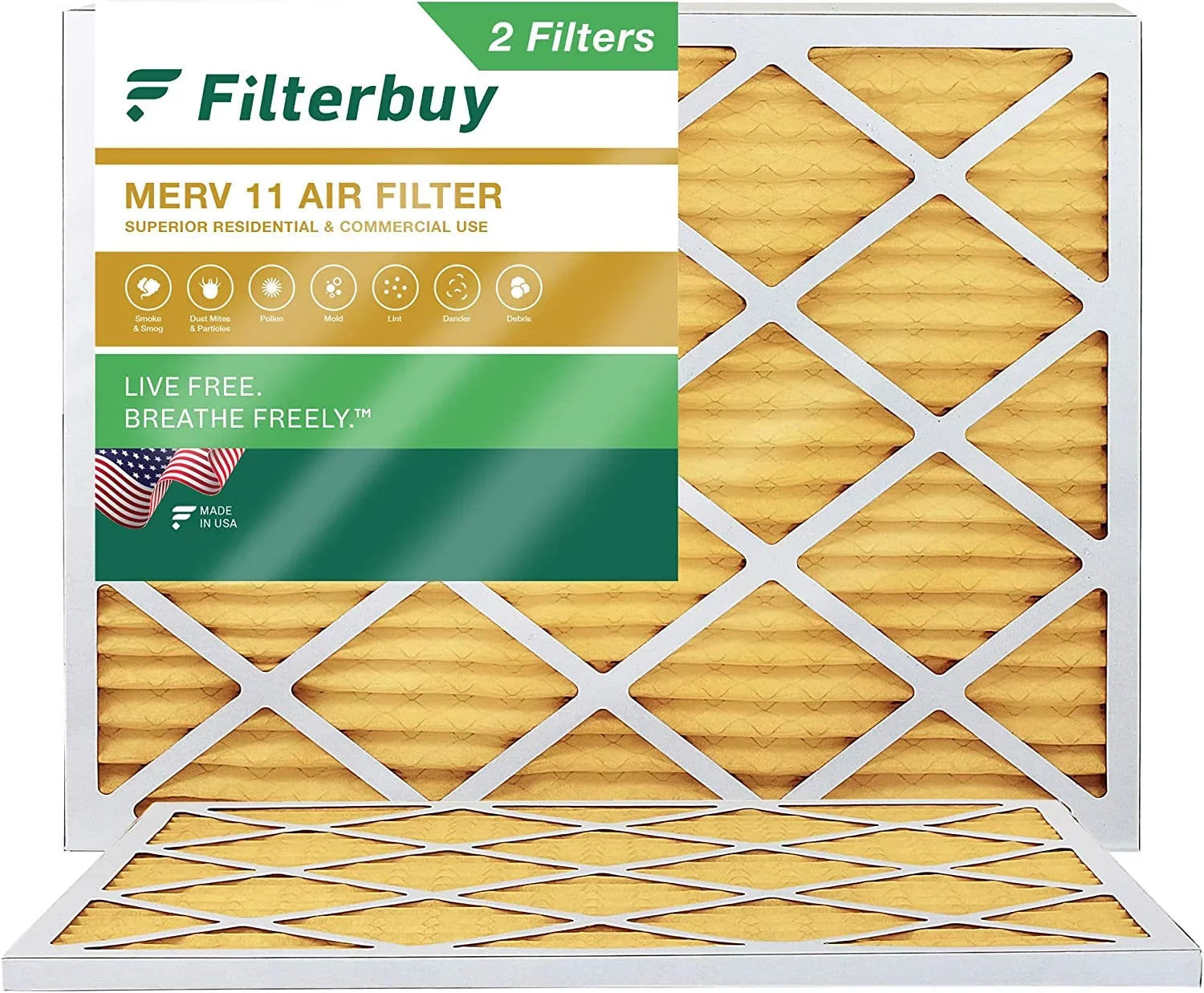Filterbuy 24x25x1  11 Pleated   Furnace Air Filters (2-Pack)