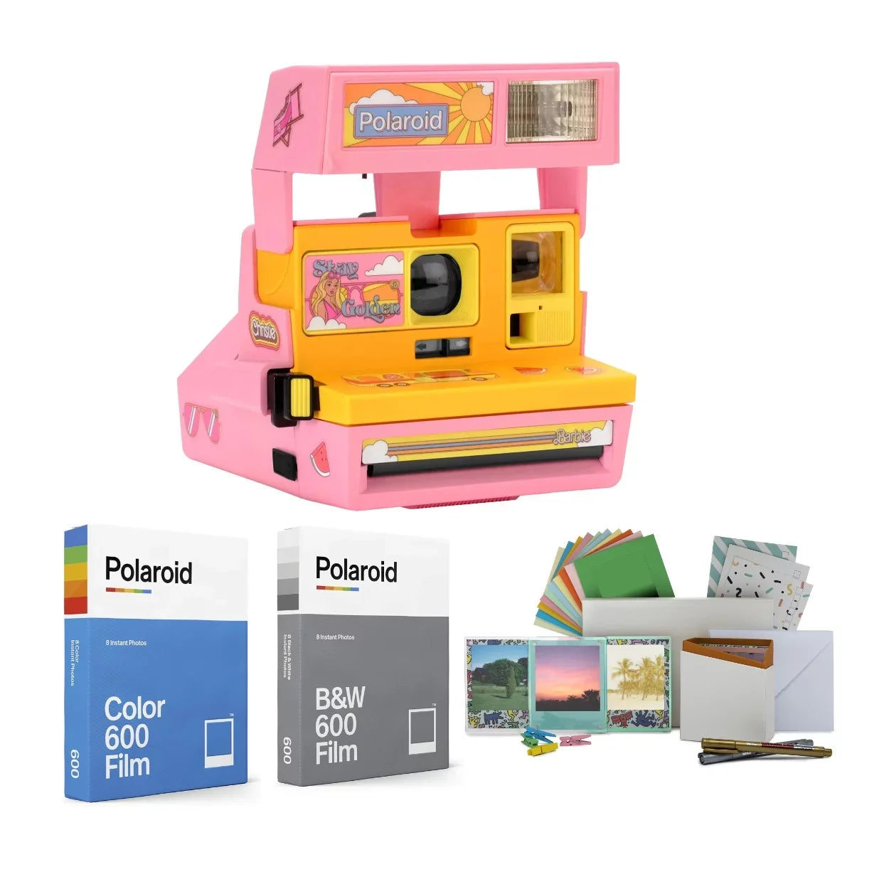 Polaroid 600 Instant Film Camera Malibu Barbie Bundle with Film and Photobox Kit