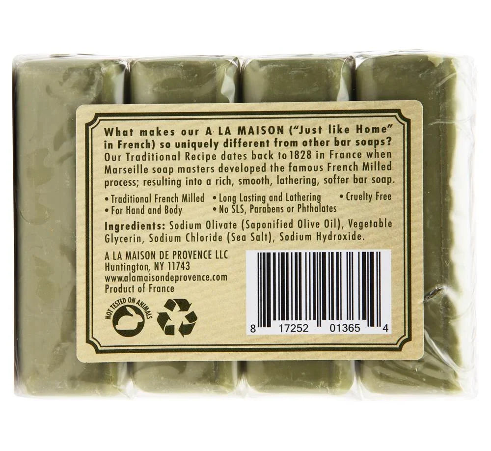 A La Maison De Provence Unsc ented Olive O il Hand and Body Bar So ap, 3.5 Ounce - 4 count per pack -- 1 each.