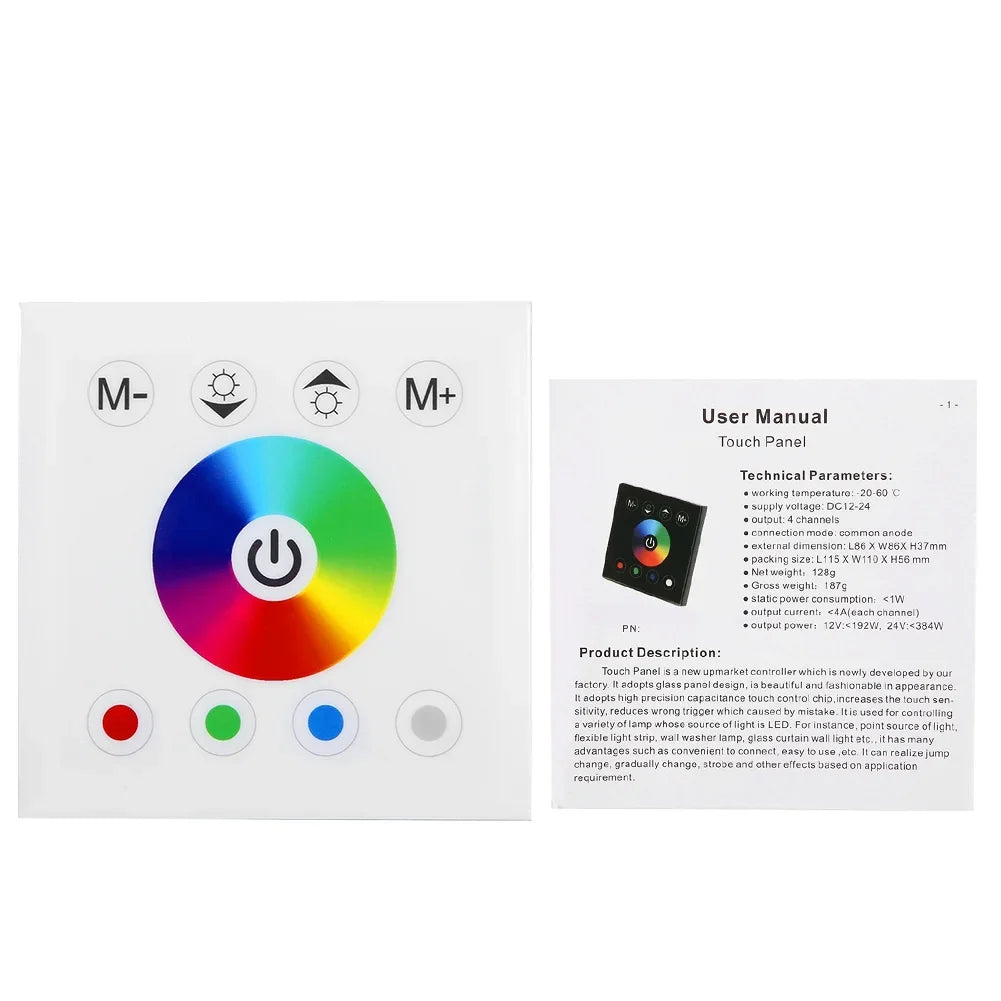 Dingln Wall Mounted Colorful   Touch Panel Controller Dimmer Switch For Strip Light White