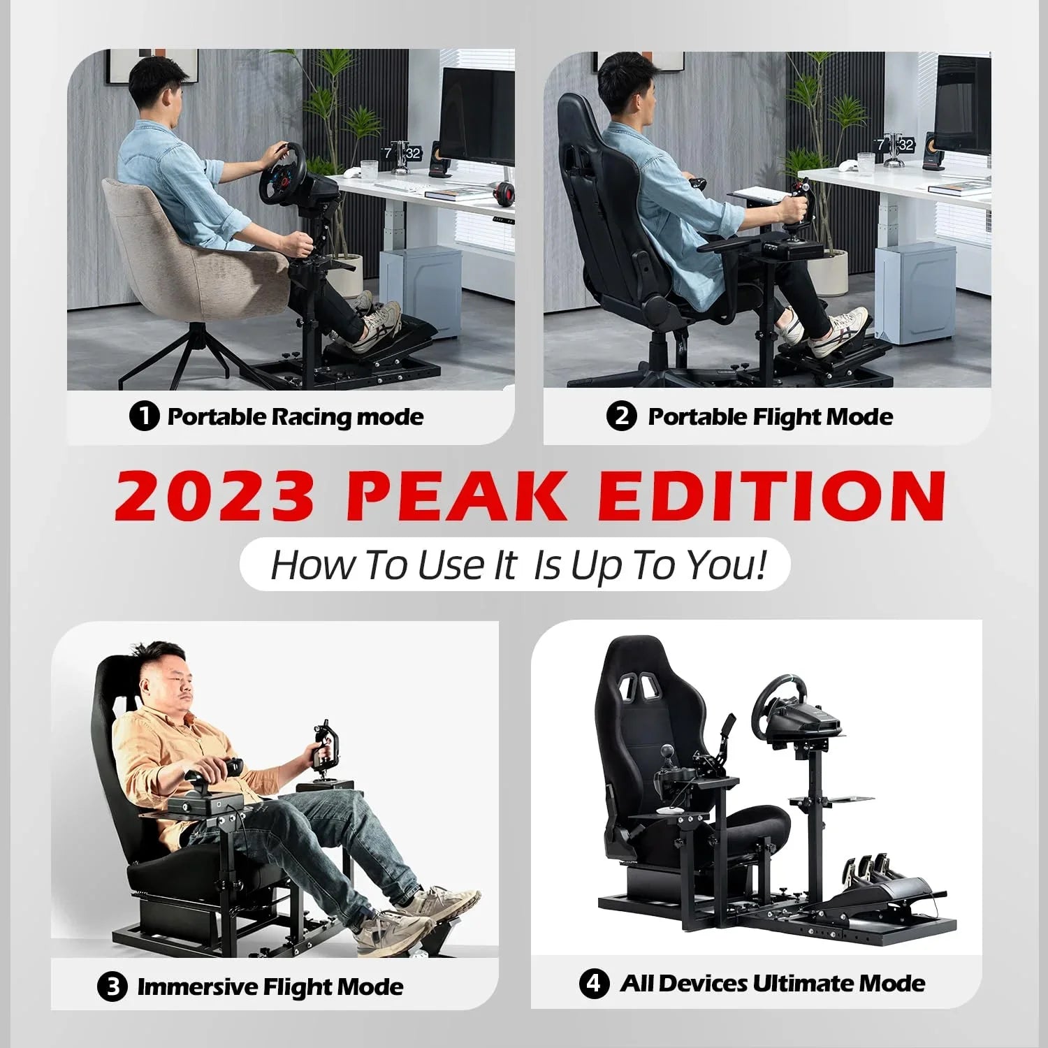 Supllueer Racing Flight Sim Cockpit with Seat Fit Thrustmaster Hotas Warthog Logitech G29 G923 X52
