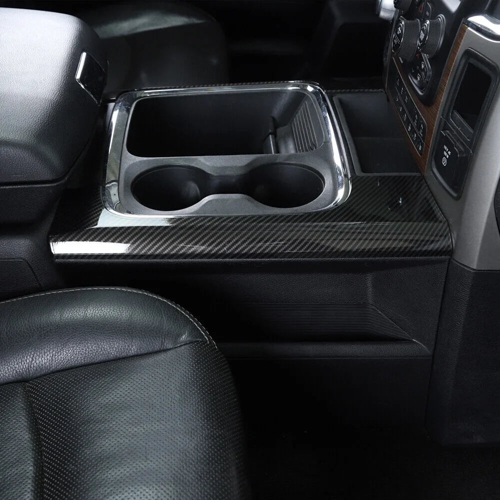 Teledu Front Cup Holder Side Panel Cover Trim Carbon Fiber