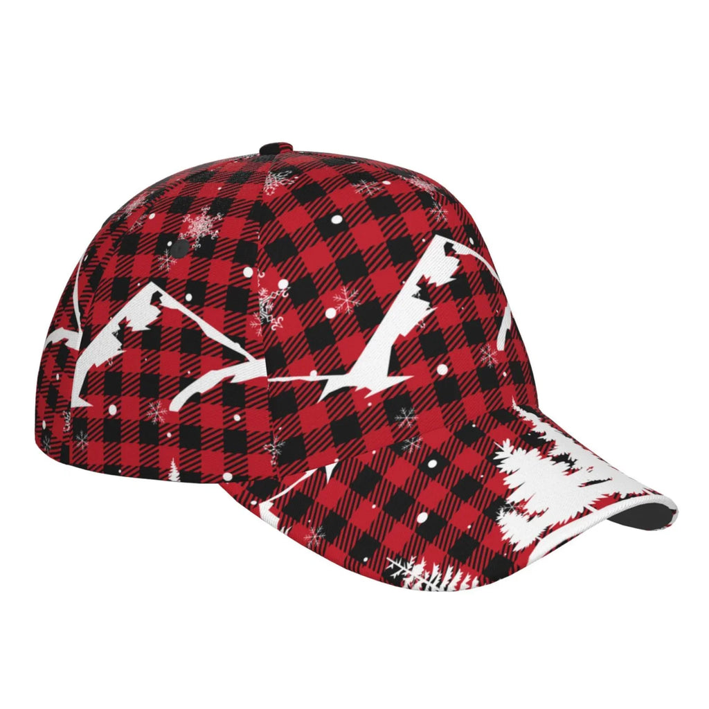 Balery Baseball Cap Adjustable Size for Running Workouts and Outdoor Activities All Seasons Dad Hat(Christmas Tree Buffalo Plaid)