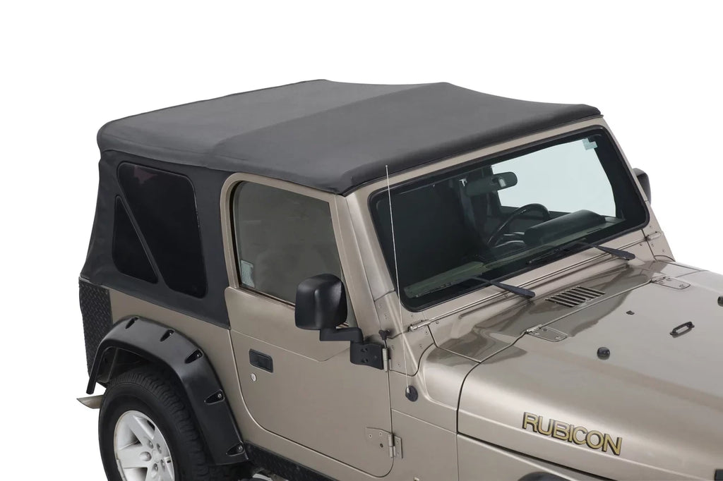 1997-2006 Fits Jeep Wrangler  King 4WD Premium Replacement Soft Top Without Upper Doors Black Diamond With Tinted Windows 14010235