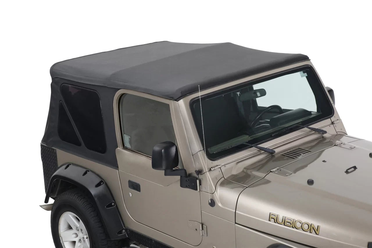 1997-2006 Fits Jeep Wrangler  King 4WD Premium Replacement Soft Top Without Upper Doors Black Diamond With Tinted Windows 14010235