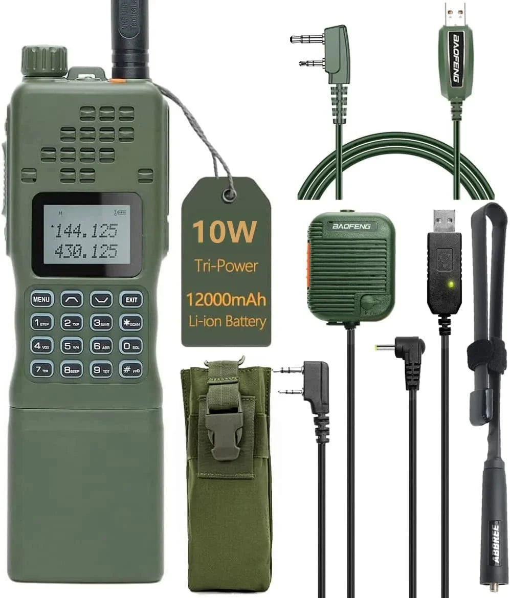 &BaofengAR-152 10W Long Range Rechargeable Two Way Radio with -152 Shoulder mic,18.8 inch Tactical Foldable Antenna, Charger Cable,-152 Bag and Programming Cable Walkie Talkie Full Kit