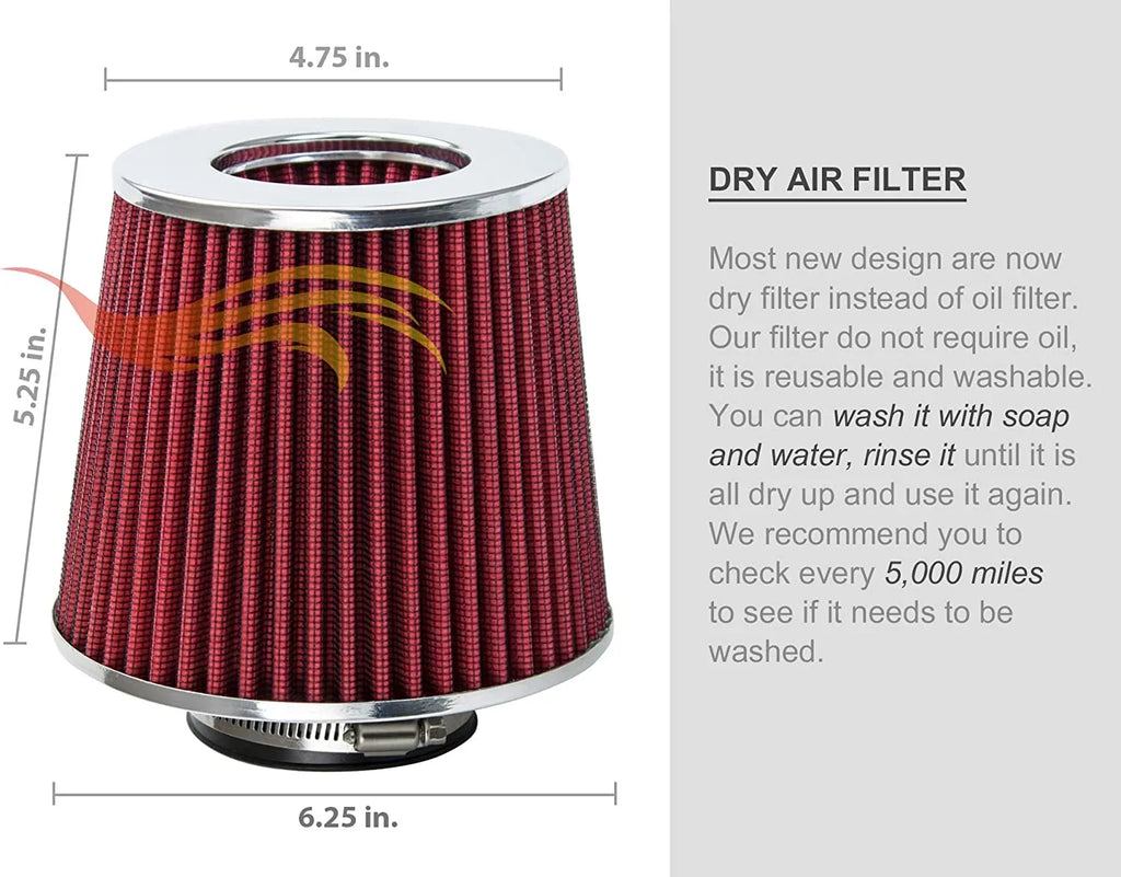 Rtunes Racing Short Ram Air Intake Kit + Filter Combo  Compatible For 02-07 Mitsubishi Lancer 2.0L