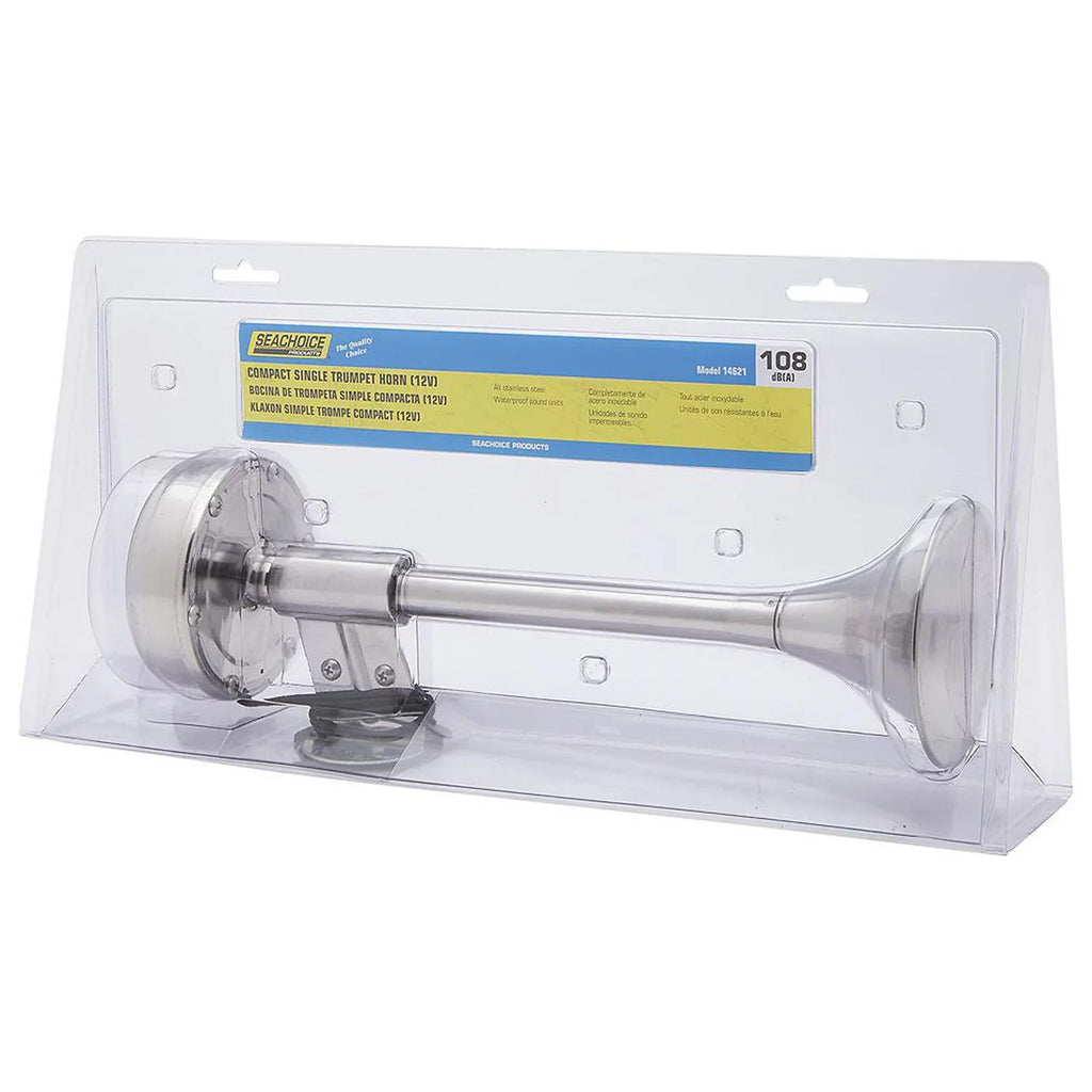 Seachoice 14621 Compact Single Trumpet Electric Horn 12V Stainless Steel