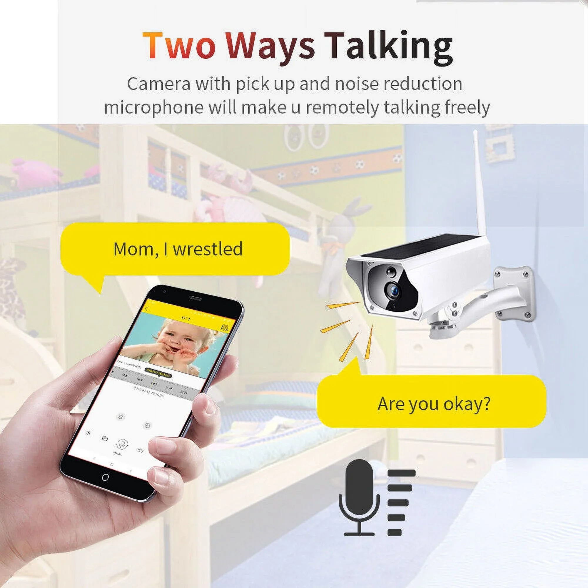 1080P Solar Powered Security Camera, Wireless Security Camera, WiFi  Home Outdoor Security  Camera Night Vision  with 32GB Momery Card and 3 Pcs 18650 Batteries