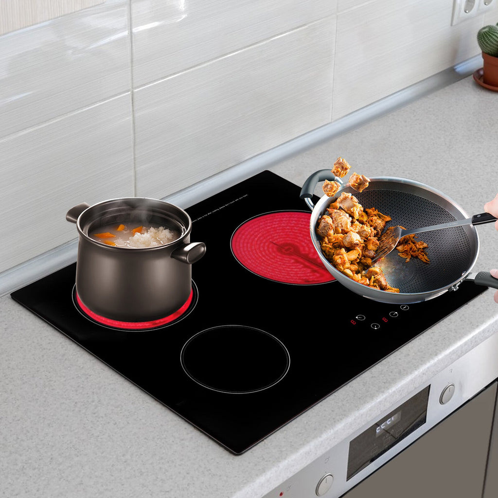 Aiqidi 2600W Electric Ceramic Cooktop 3 Burners Built-in Electric Cooktop Sensor Touch Control Countertop Electric Hot Plate Stove Top with Kid Safety Lock and Timer 9 Heating Level 110V