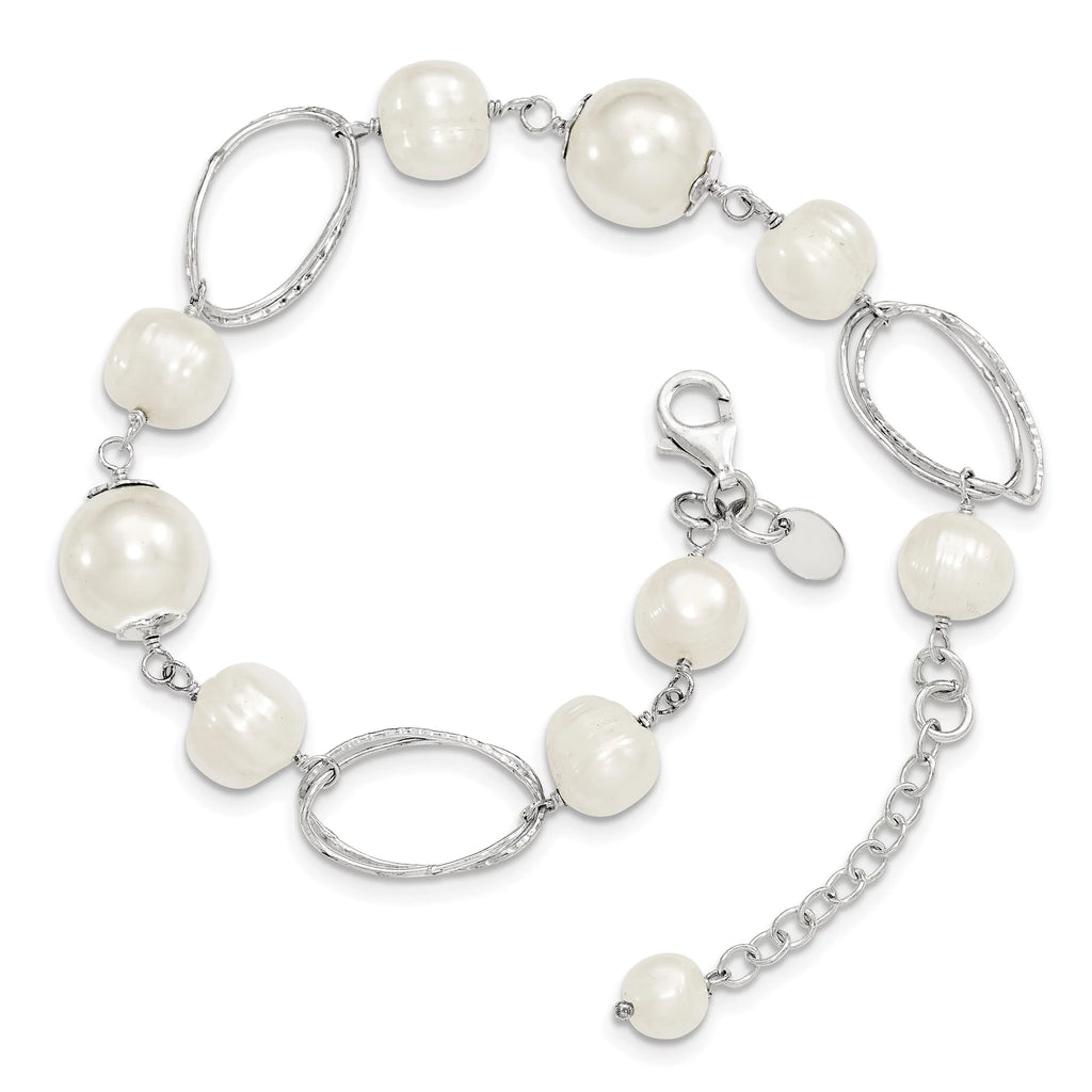 Primal Silver Sterling Silver Freshwater Cultured Pearl 8.5 Inch Bracelet