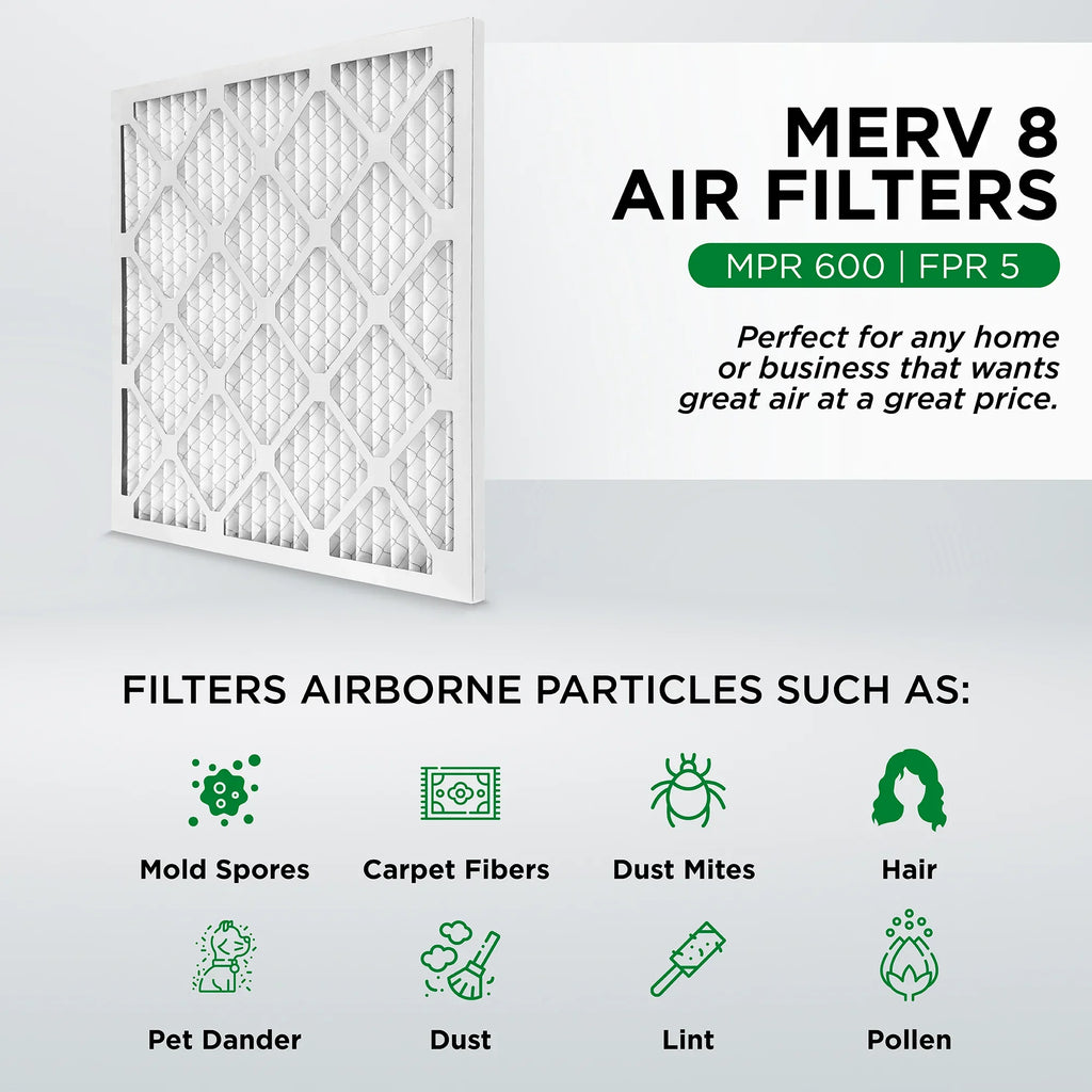 Pamlico Air 18x24x2  8 Pleated  Furnace Air Filters. Case of 12. Actual Size: 17-3/8 x 23-3/8 x 1-3/4