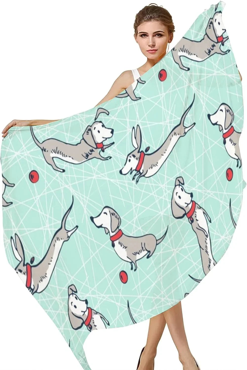 Hyjoy Playing Dogs Long Silk Neck Scarf Lightweight Shawl Wrap Scarves for Women Girls