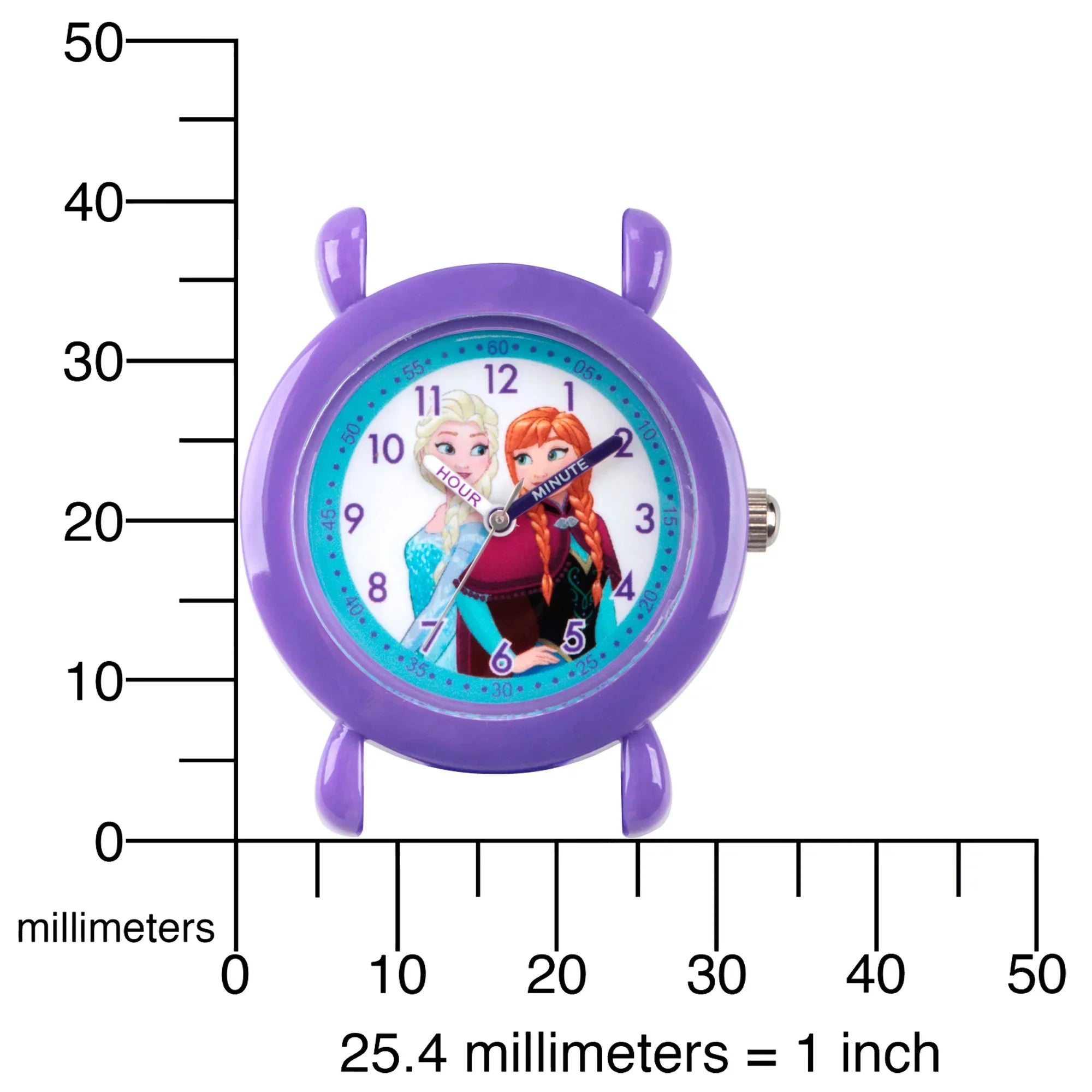 Frozen Elsa and Anna Girls' Purple Plastic Time Teacher Watch, Purple Silicon Strap